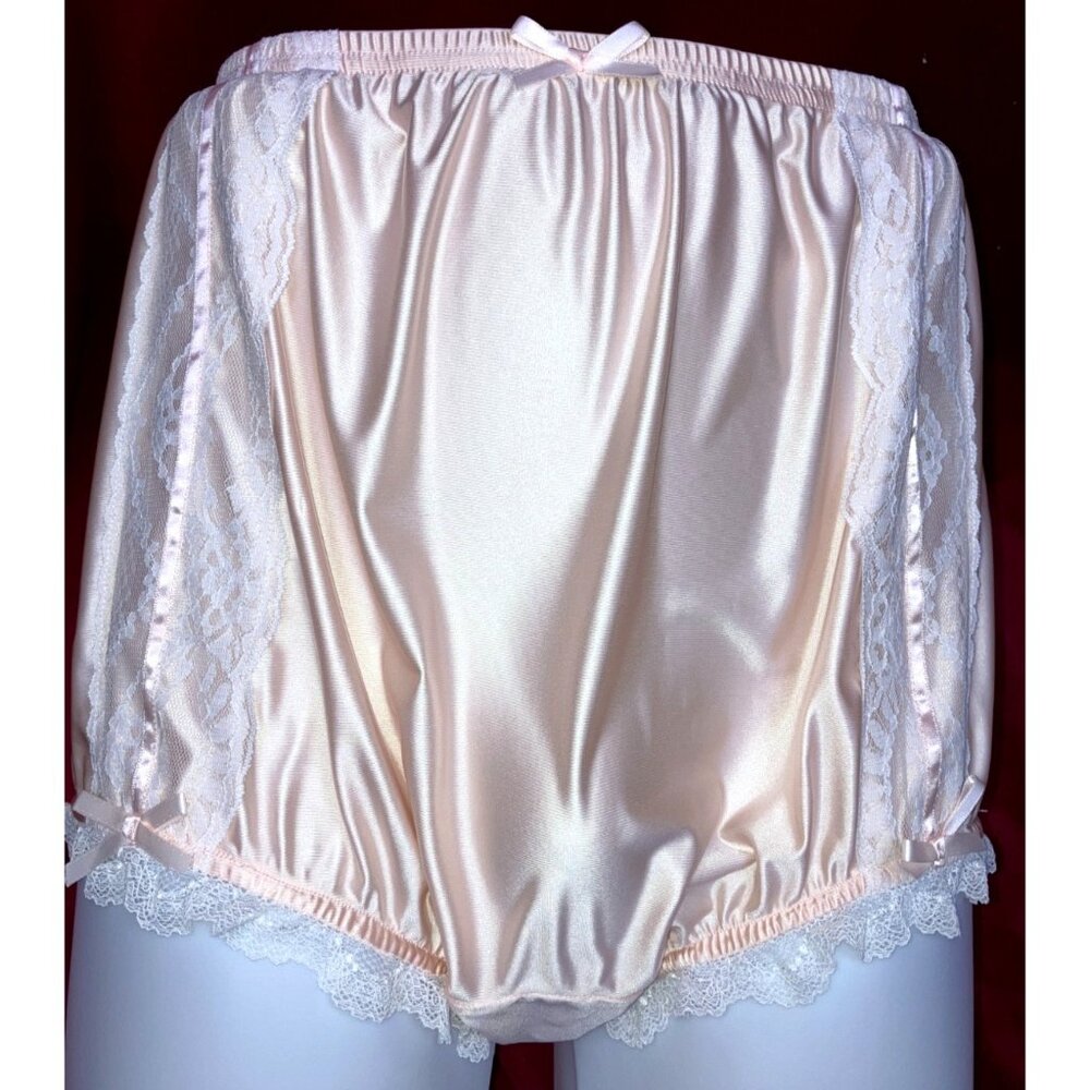 NIP 2X 3X Ritzy Knickers Can Can Granny Panty Silky Nylon Satin Lace Brief Sissy